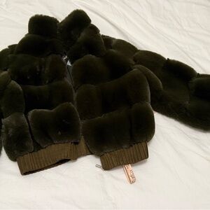 Oh Polly Olive Green Fur Jacket